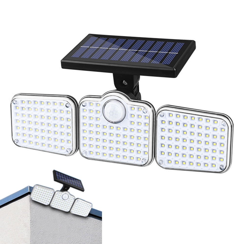 3 Head 321 LED Solar Motion Sensor Outdoor Garden Wall Protective Flood Light