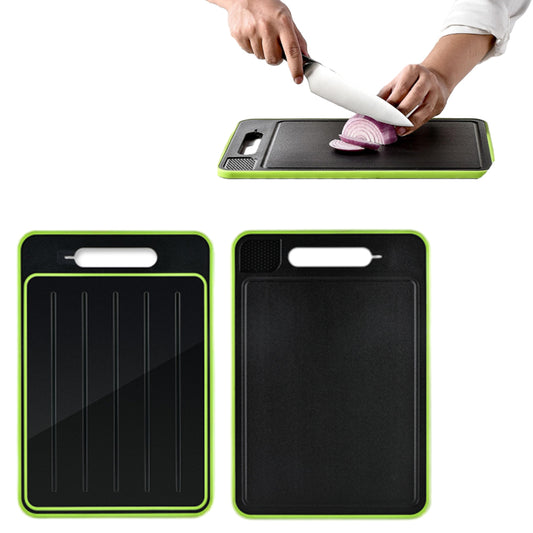 4-in-1 Double Sided Thawing Tray and Cutting Board with Aluminum Sharpener