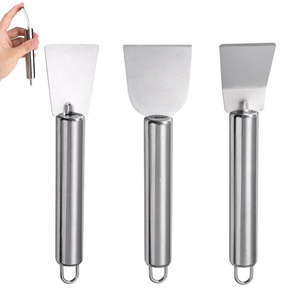 3 Piece Stainless Steel Ice Scraper Kit for Freezer Kitchen Grease Adhesive