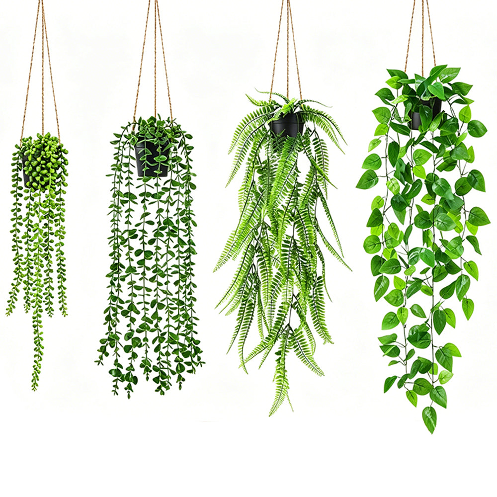 4 PCS Fake Hanging Plants with Pots Artificial Plants for Wall Room Balcony Office