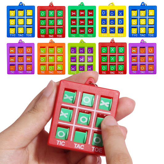 10-Pack Portable Tic Tac Toe Game Colorful Keychain Set