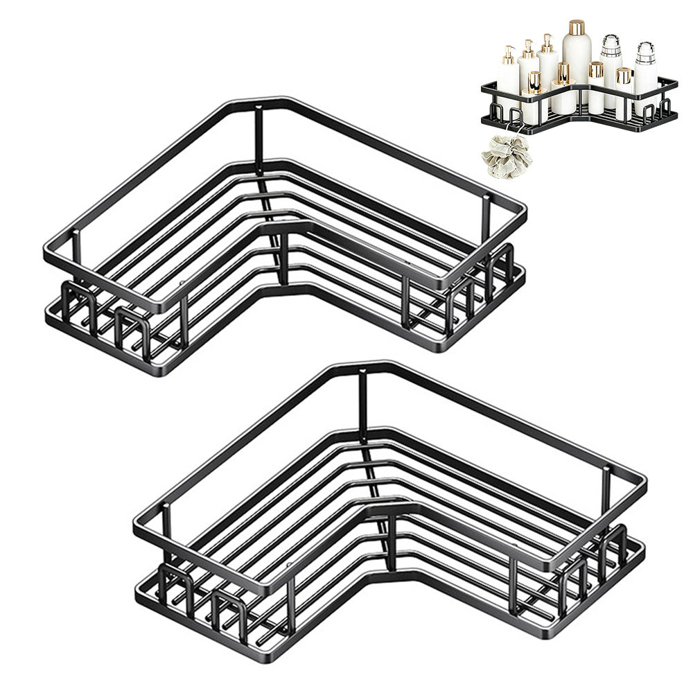 2 Piece Carbon Steel Adhesive Corner Shower Caddy Set for Bathroom