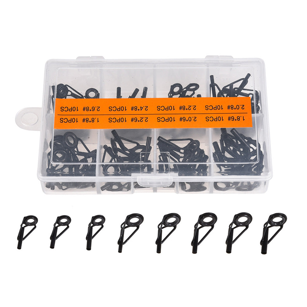 80Pcs Set Fishing Rod Eyelet Repair Kit Fishing Rod Tips for Freshwater Saltwater