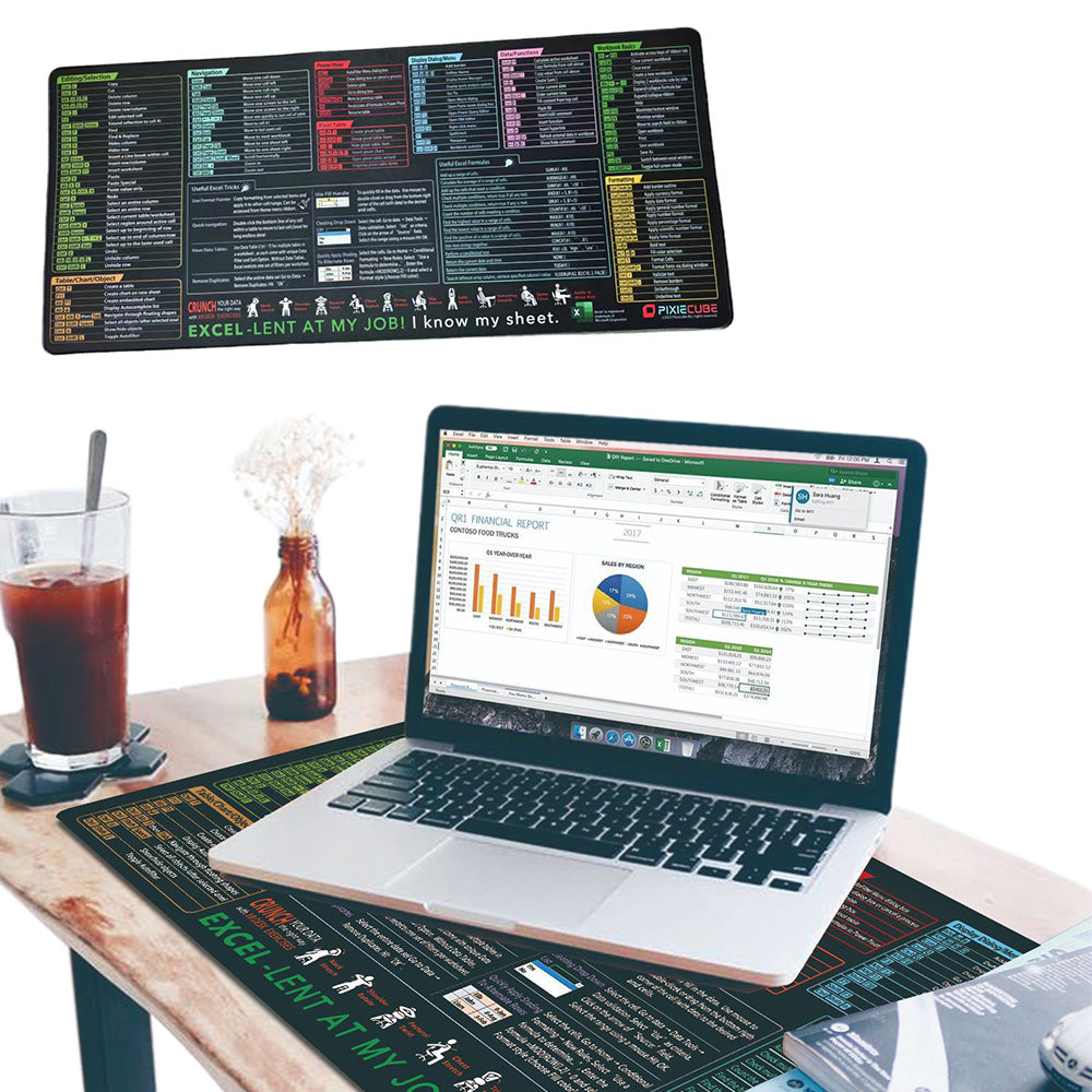 Excel Shortcut Office Desk Mat Non-Slip Desk Mouse pad Office Keyboard Shortcuts Mouse pad