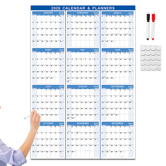 2026 Wall Calendar 12 Month Annual Yearly Wall Planner Horizontal and Vertical