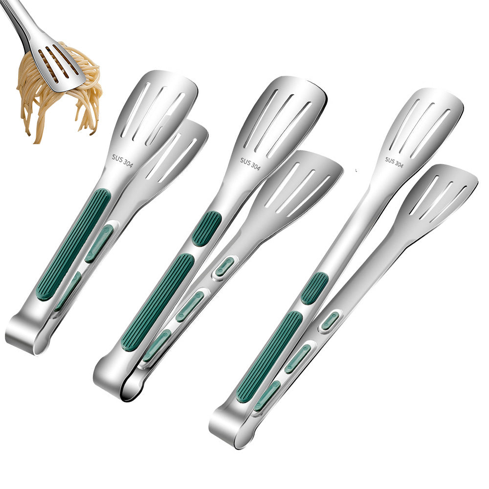 3Pcs 304 Stainless Steel Food Steak Salad and Barbecue Tongs