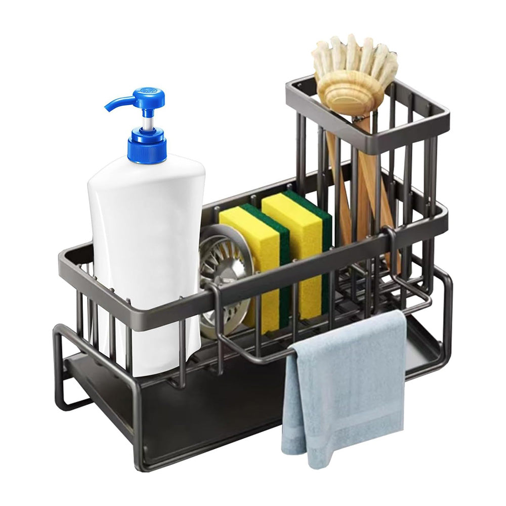 Kitchen Sink Caddy Organizer Steel Storage Soap Brush Holder Faucet Rack