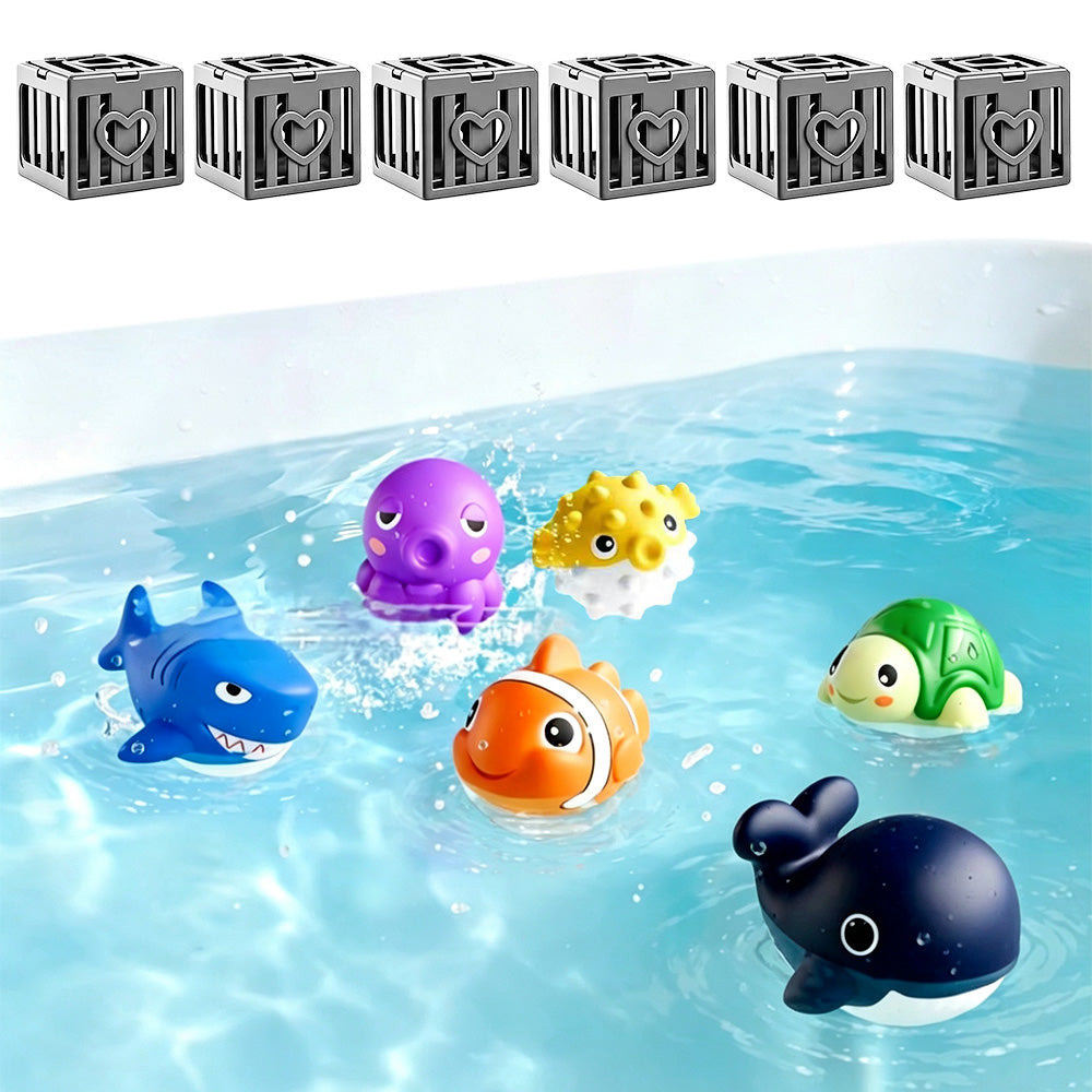 6 Piece Pool Diving Rescue Game with Sea Animals and Sinking Cages