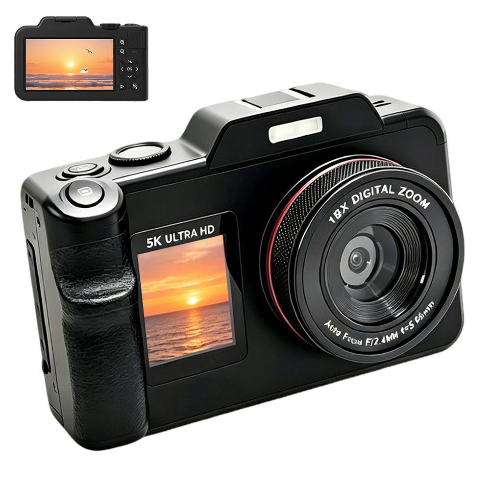 5K Dual Screen Digital Camera 80MP 18X Zoom Autofocus Video Camera