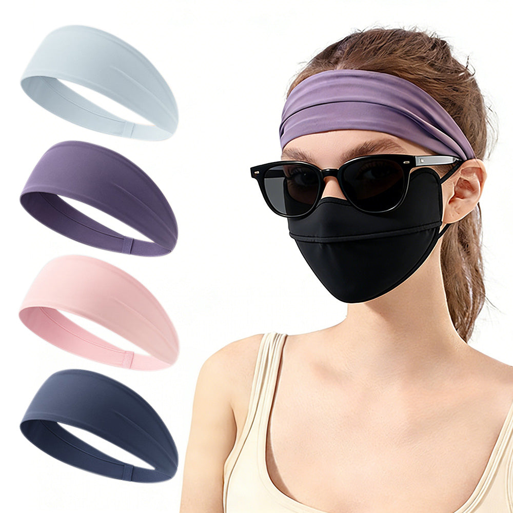 4 Pack Fitness Sweat Headbands Wide Elastic Sports Headbands for Workout Yoga