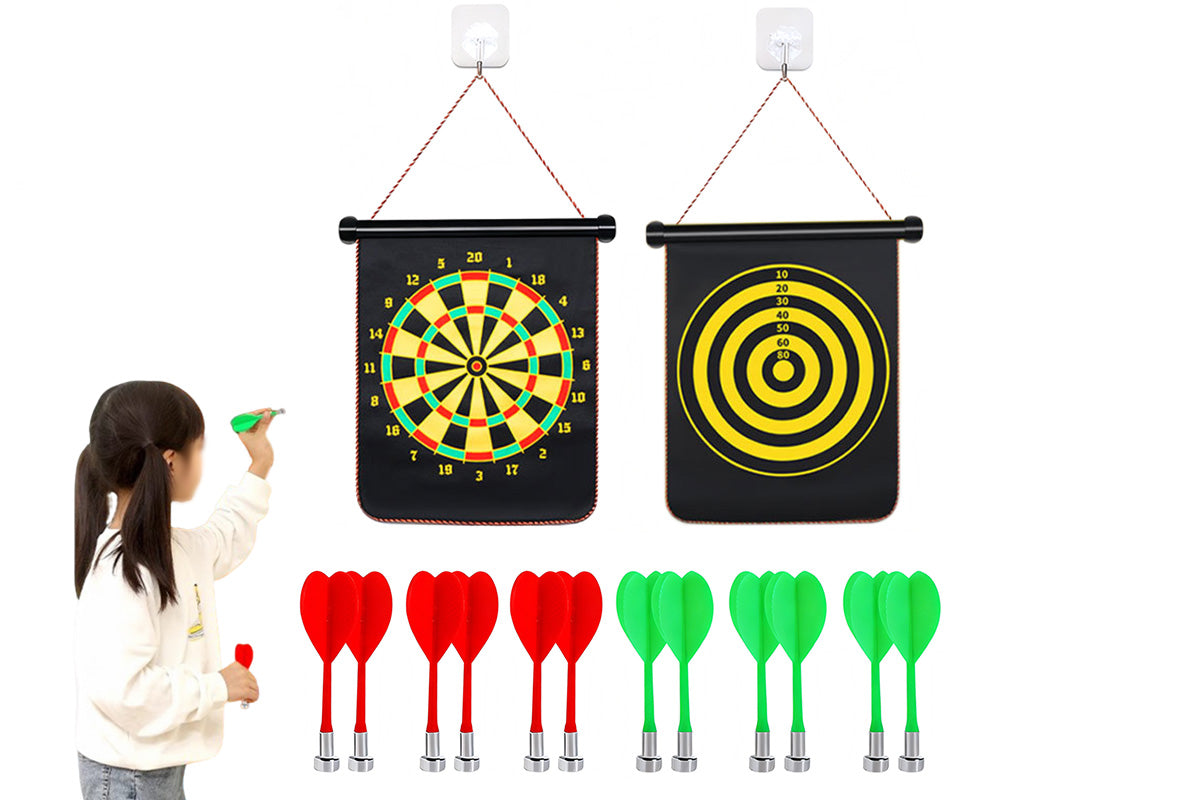 Roll Up Dartboard Set with 12 Darts Indoor Outdoor Game Toy Gift