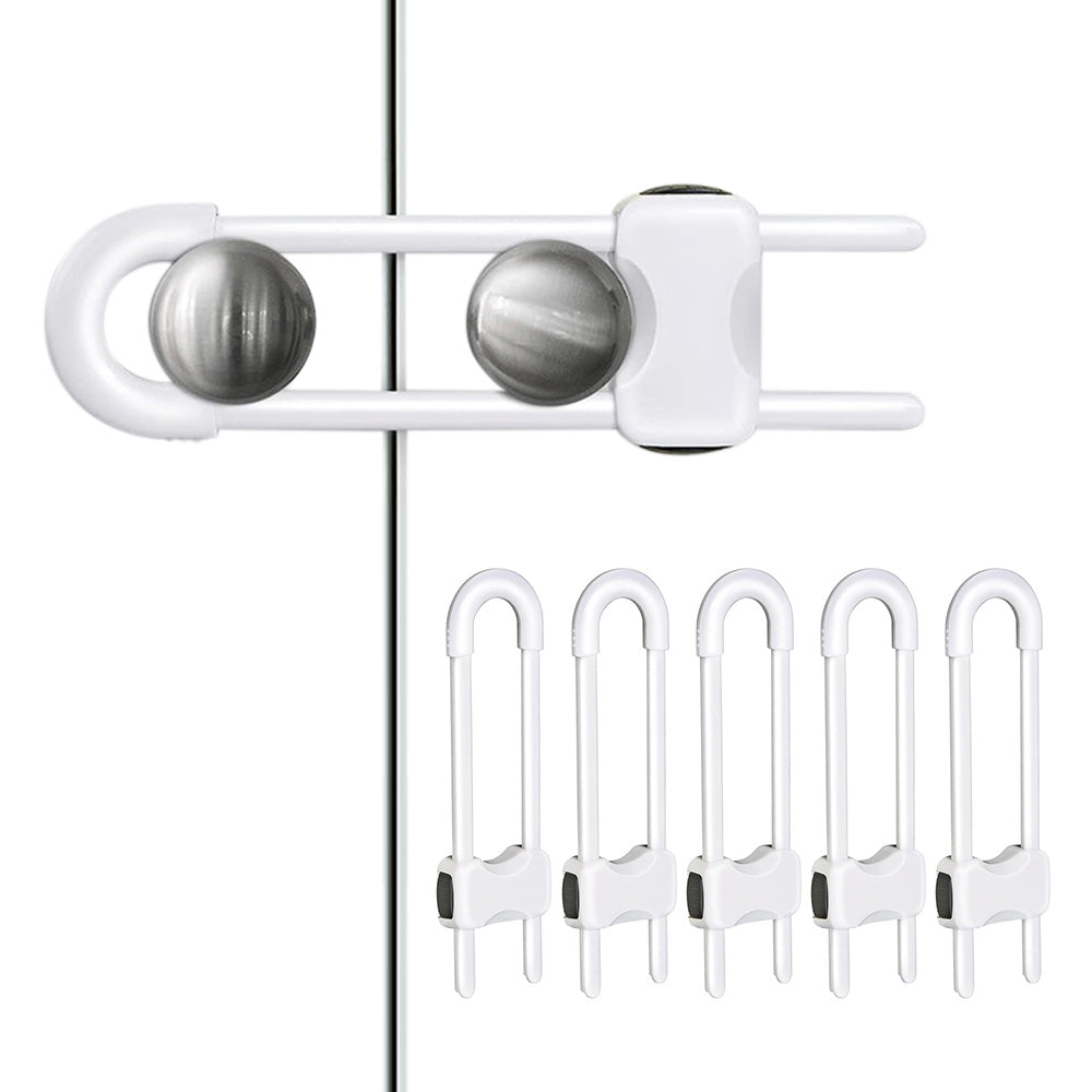 5Pcs Cabinet Locks U-Shaped Drawers Locks for Knob Handle on Door Cupboard