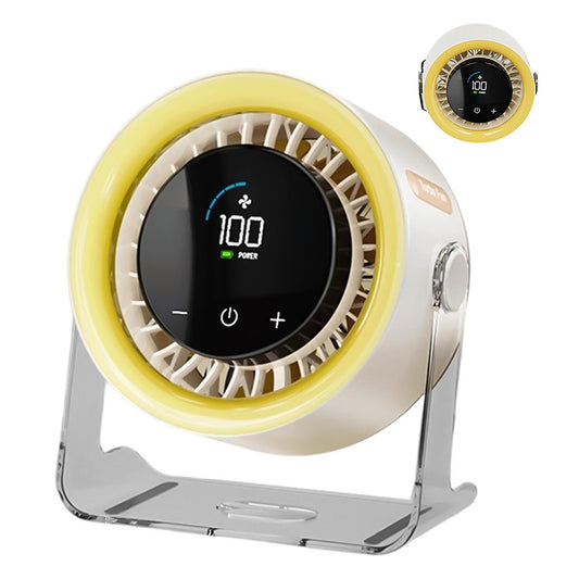 USB Rechargeable Desk Fan with 100 Speeds Display and 120 Degree Rotation