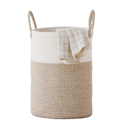 Large Woven Laundry Basket Cotton Rope Hamper for Laundry Toys & Blankets