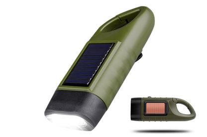 Hand Crank Solar Powered Flashlight Emergency Rechargeable LED Flashlight