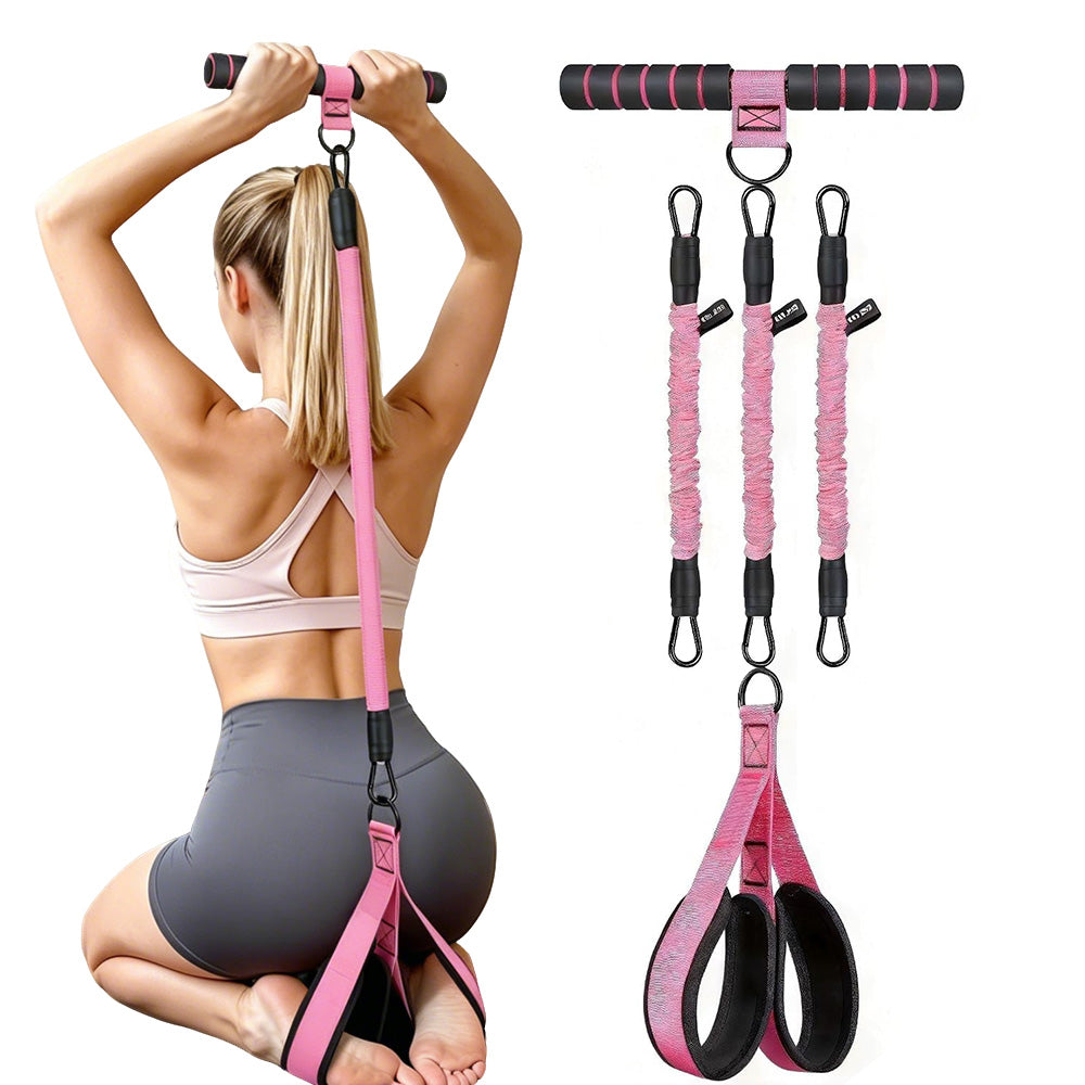 Pedal Resistance Band with Handle Adjustable Puller Exercise Bands for Home Gym Office