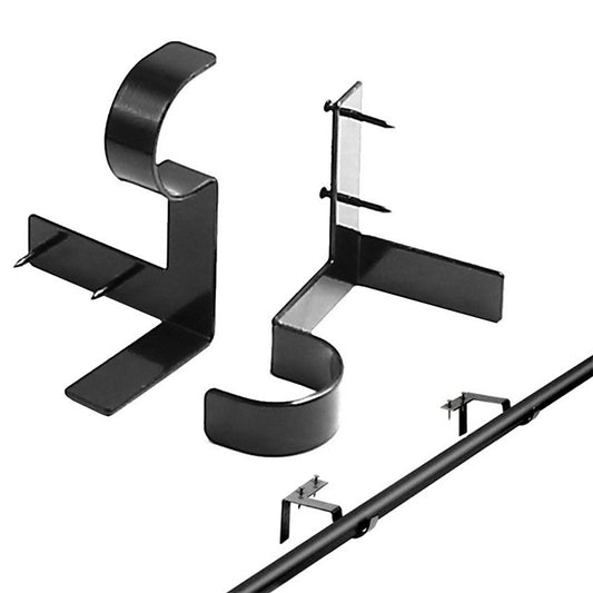2Pcs Tap In Iron Curtain Rod Brackets for Wooden Window Frames