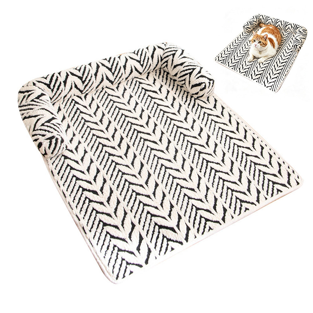 Thick Plush Non Slip Pet Mat for Sofa Chair Window Seat-Black