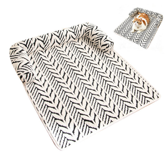Thick Plush Non Slip Pet Mat for Sofa Chair Window Seat-Black