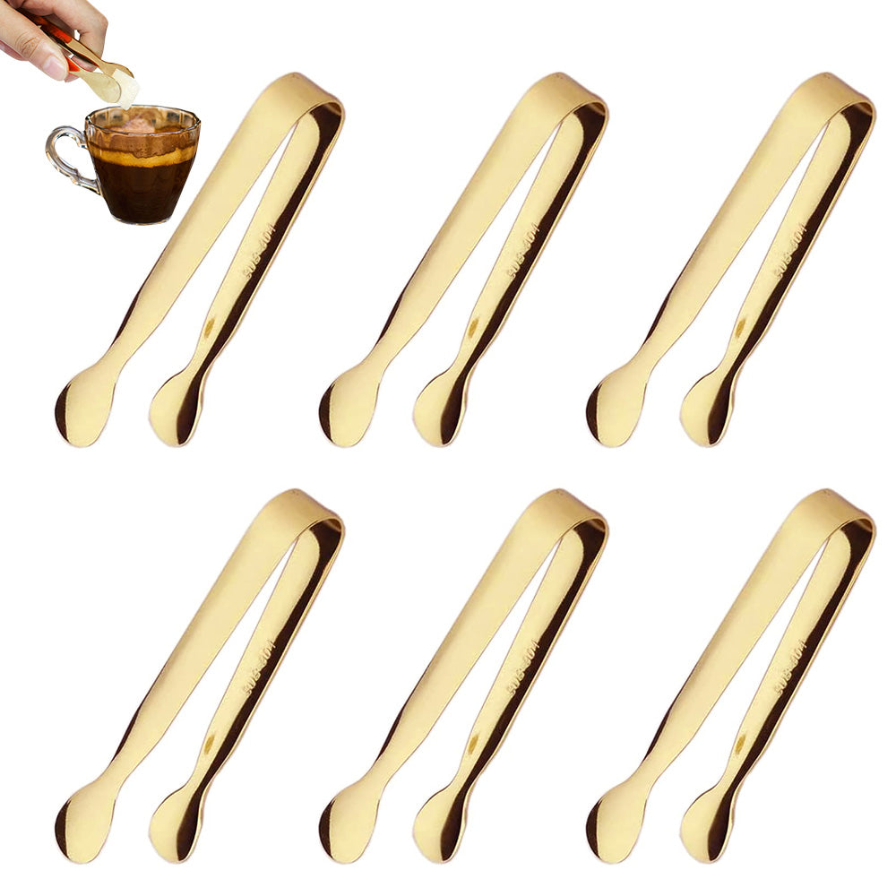 6PCS Ice Tongs Mini Sugar Tongs Stainless Steel Kitchen Utensils Set