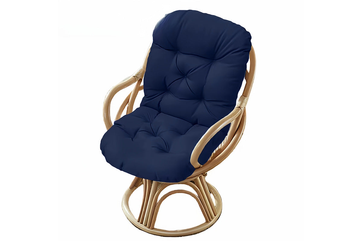 Solid Twill Swivel Rocker Chair Cushion High Back Water Resistant Pad-Navy