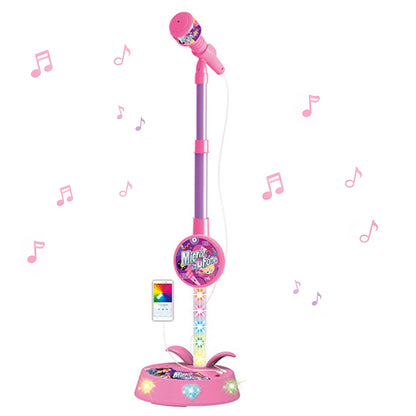 Adjustable Karaoke Microphone Toy with Stand and Flashing Lights for Youngsters