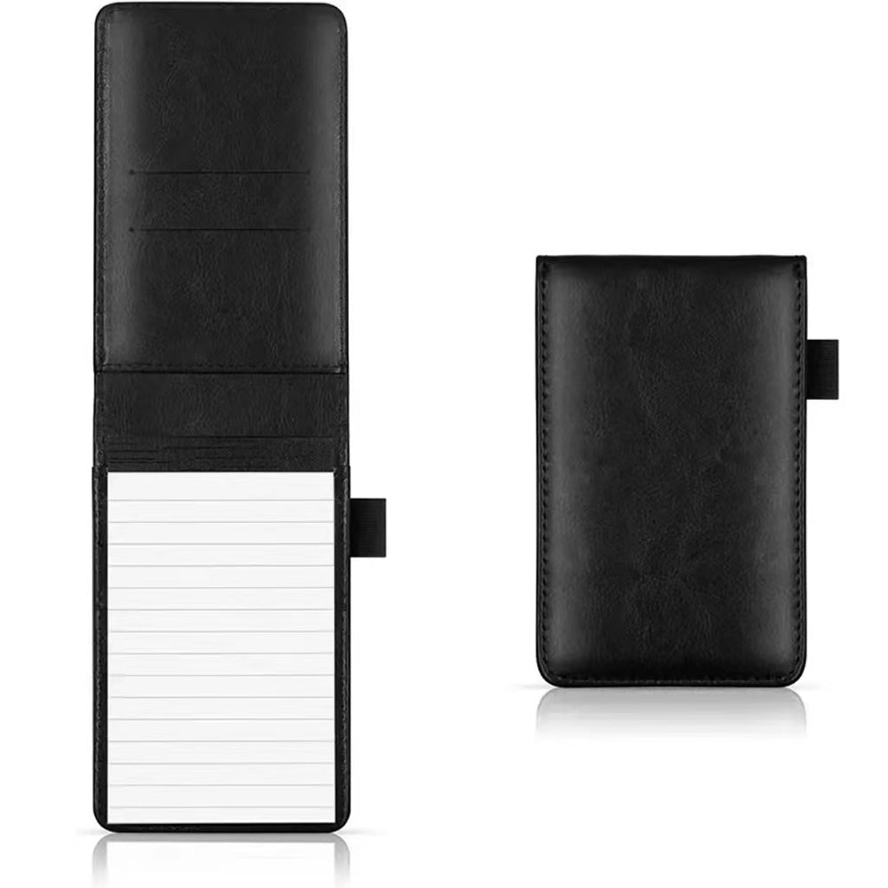 A7 Mini Pocket Notebook PU Leather Notepad with Pen Holder Card Slot