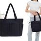 Women Handheld Tote Bag with Cup Holder Compartment and Luggage Sleeve for Travel Work