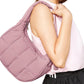 Small Puffer Crescent Shoulder Bag for Women Nylon Quilted Handbag with Adjustable Strap