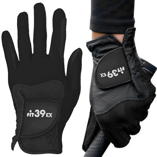 Stretch Breathable Washable Golf Glove with Slip Resistant Grip for Men Women-Black