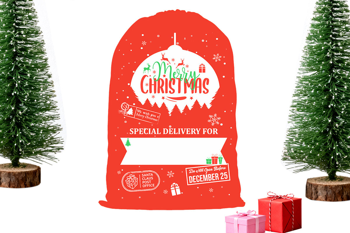 2Pcs Christmas Gift Canvas Bags Santa Sacks Drawstring Christmas Bags