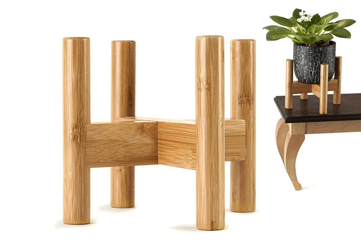 Adjustable Bamboo Plant Stand Holder Indoor for Stable Plant Display
