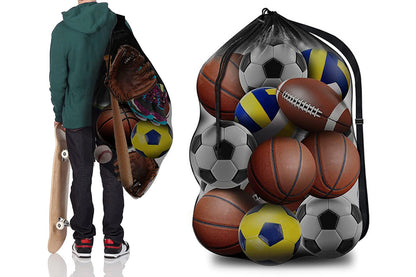 Mesh Sport Ball Bag Heavy Duty Extra Large Storage Bag With Adjustable Shoulder Strap