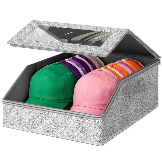 Large Capacity Hat Organizer Box Holds 30 Hats for Baseball Cap Wide Brim Cap