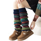 1 Pair Multicoloured Leg Warmers for Women Warm Over Knee Boot Socks for Winter