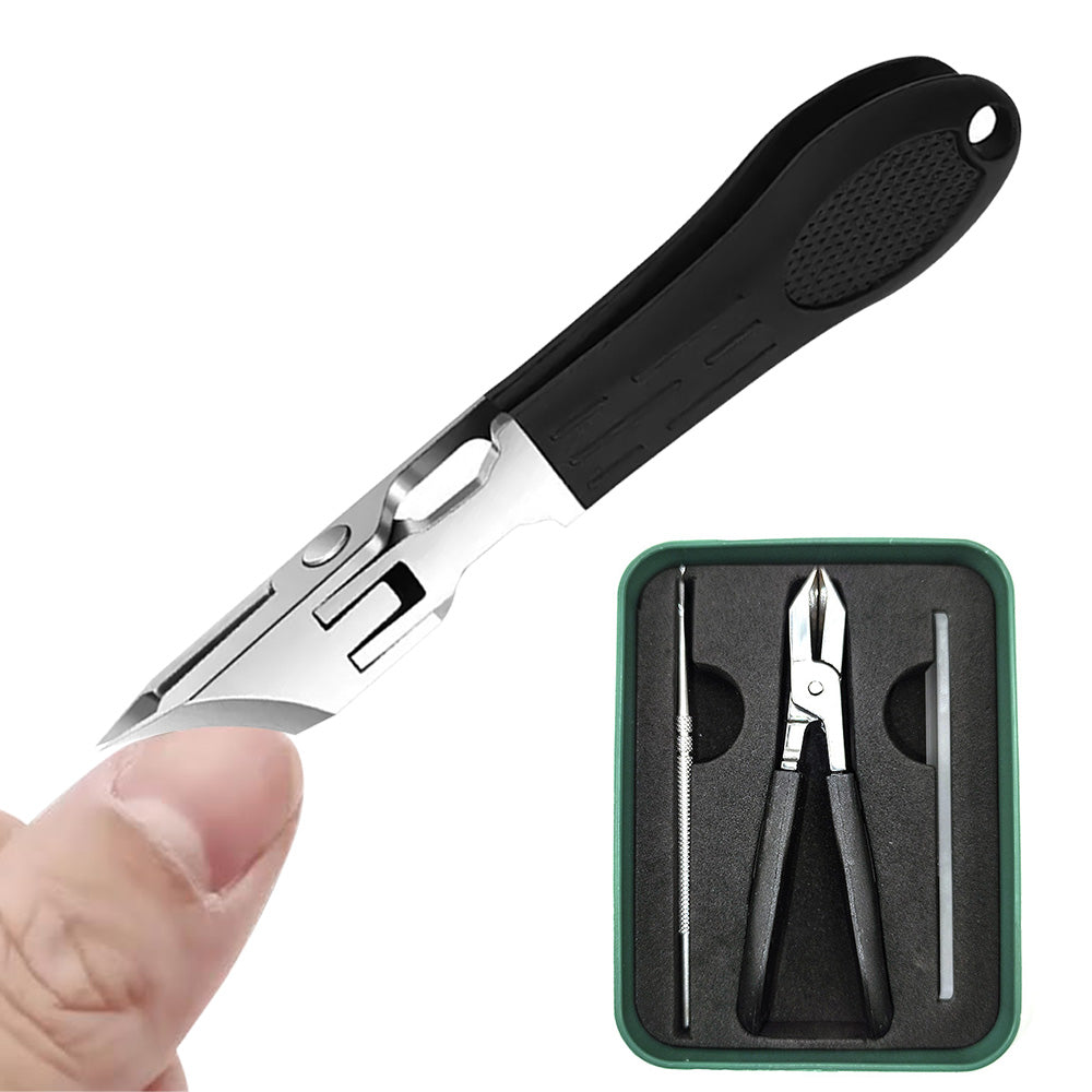 3 Piece Slanted Nail Clipper Set with File and Cleaner Tool