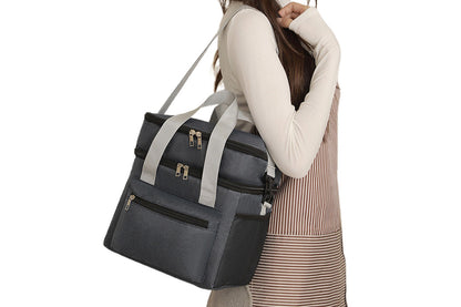 Double-Layer Insulated Portable Lunch Bag Cooler Food Container