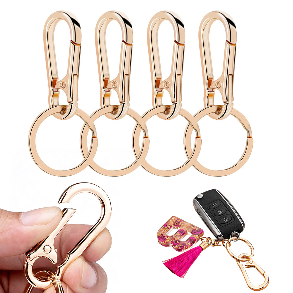4 Pcs Metal Keychain Key Ring Clip Holder for Home Car Keys and Bags