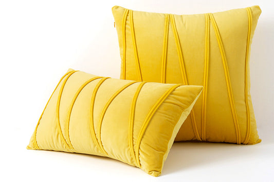 2PCS Velvet Bandage Stripe Cushion Cover Set Throw Pillow Cases for Sofa-Yellow