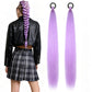 2PCS Purple Ponytail Extension With Elastic Tie Straight Sleek Wrap Around Braid