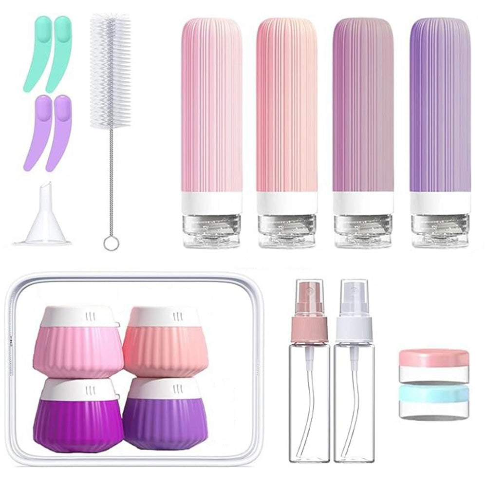 18 Piece Silicone Leak Resistant Travel Toiletry Bottle Set