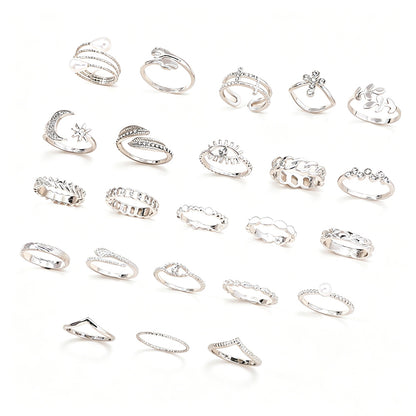 23Pcs Geometric Knuckle Ring Set Gold Silver Stackable Rings for Women