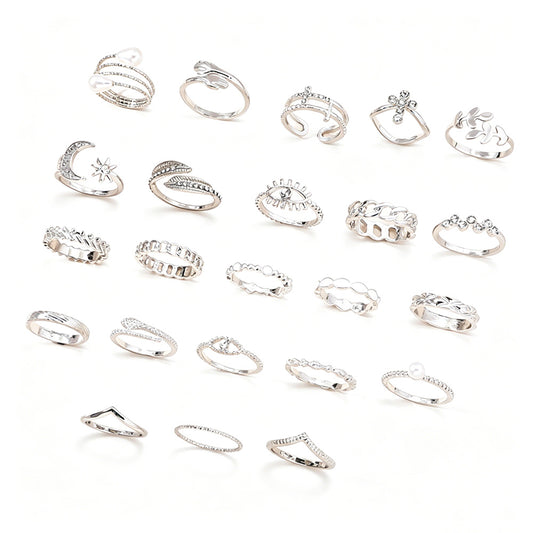 23Pcs Geometric Knuckle Ring Set Gold Silver Stackable Rings for Women