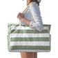 Large Zipper Beach Bags Striped Tote Bag For Travel Outdoor Vacation