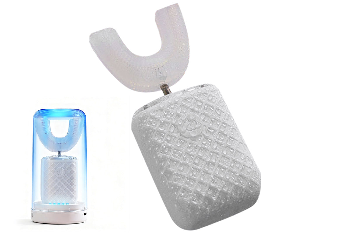U-Shaped Automatic Electric Toothbrush with Sanitizing Cup-White