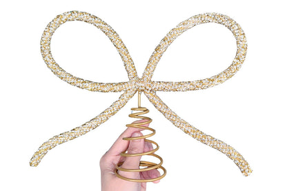 Sparkling Christmas Tree Top Bow for Holiday Decoration