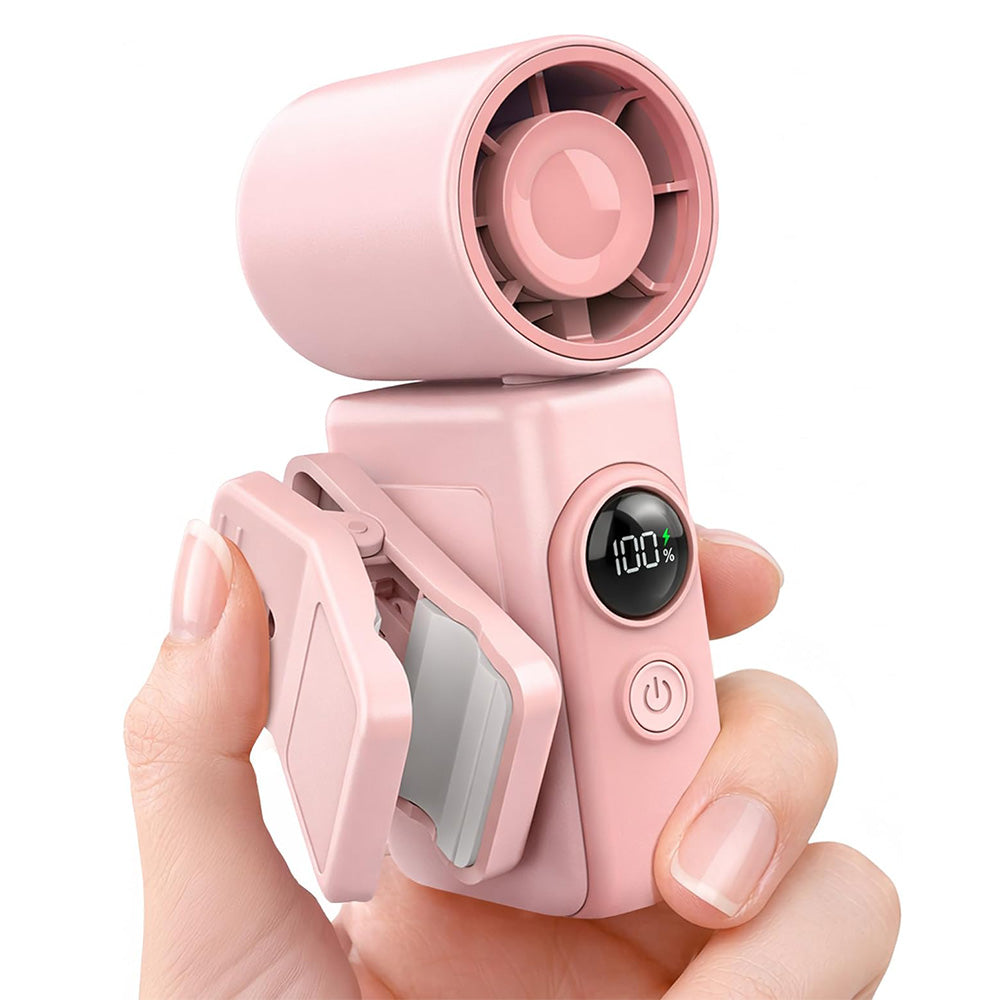 Clip On Handheld Turbo Fan with LED Display 4 Speeds and 180 Degree Tilt