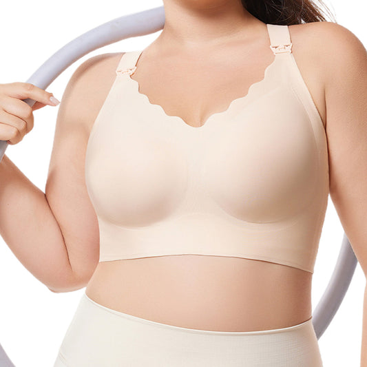Seamless Bra for Women Adjustable Wirefree Bra for Sport Daily Wear-Beige