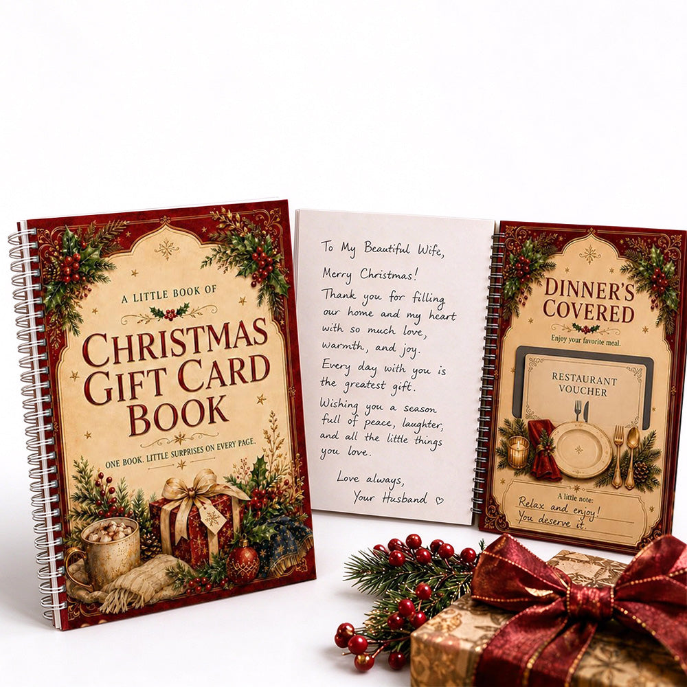 DIY Christmas Gift Card Book with Spiral Binding and Handwritten Notes