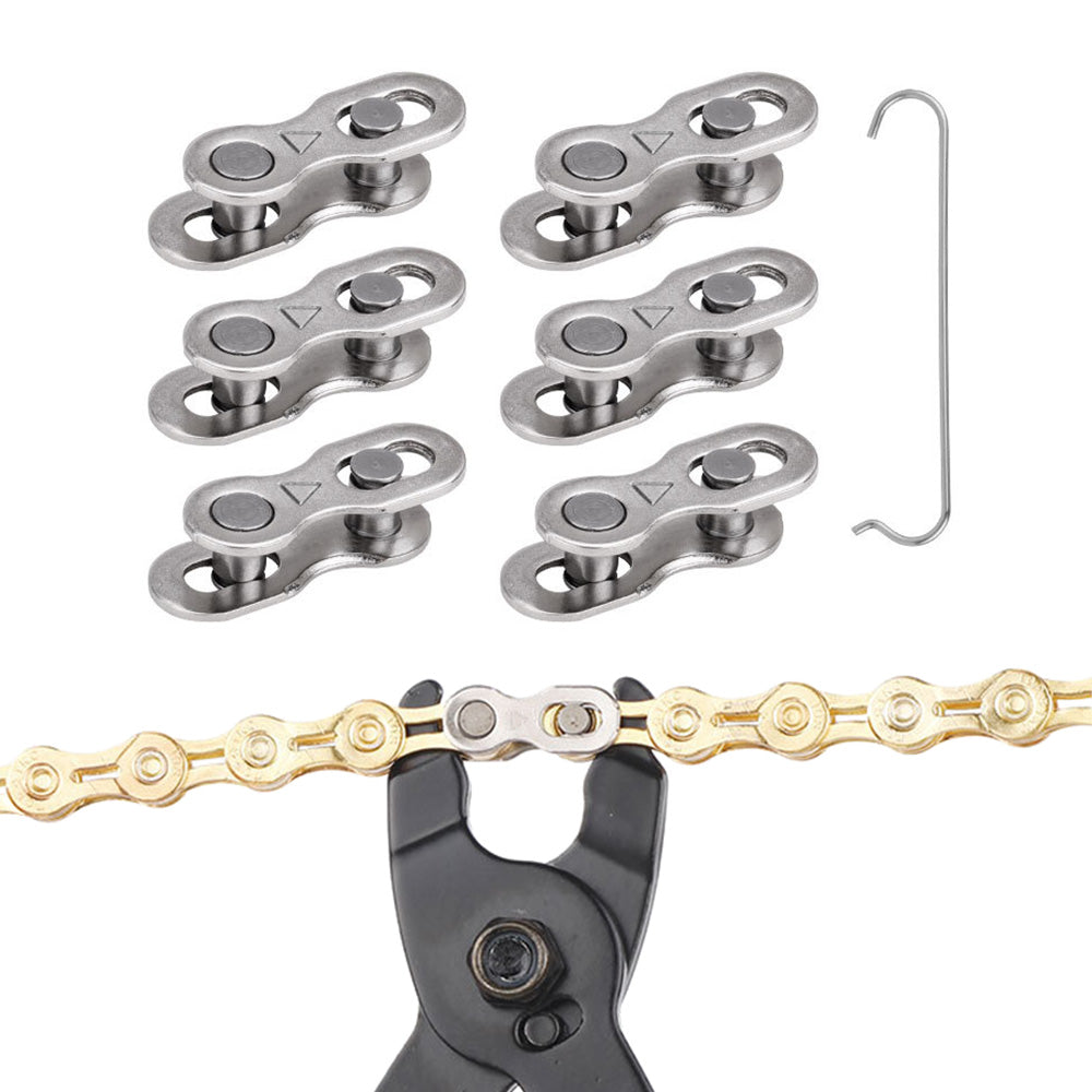 6 Pairs Speed Bike Chain Master Links with 1 Hook Bike Chain Connectors for Mountain Road Bike
